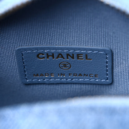 Chanel Denim Printed Chain Clutch Dark Blue 5 of 10