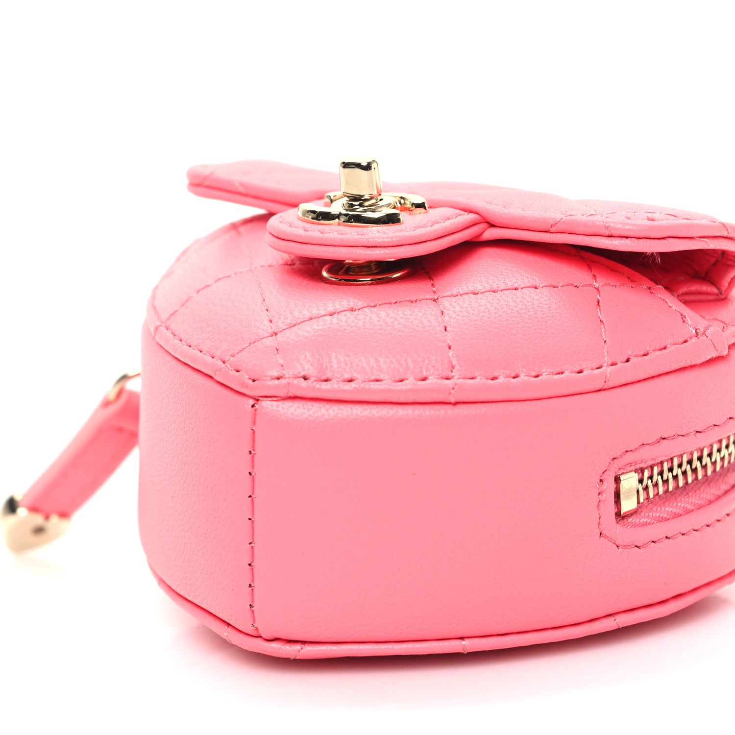 Chanel Lambskin Quilted CC In Love Heart Coin Purse With Chain Pink 10 of 11