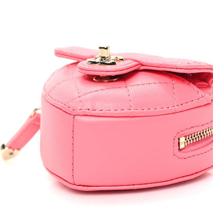Chanel Lambskin Quilted CC In Love Heart Coin Purse With Chain Pink 10 of 11