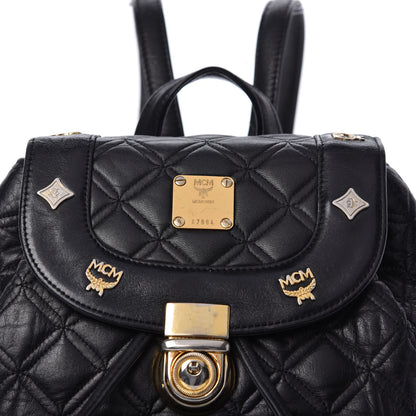 MCM Calfskin Quilted Studded Backpack Black 9 of 9