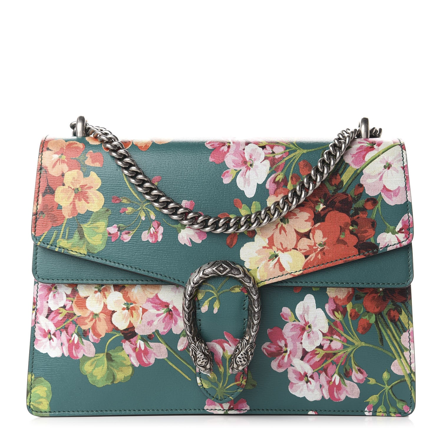 Gucci Calfskin Blooms Print Medium Dionysus Shoulder Bag Bright Emerald Multicolor 1 of 13