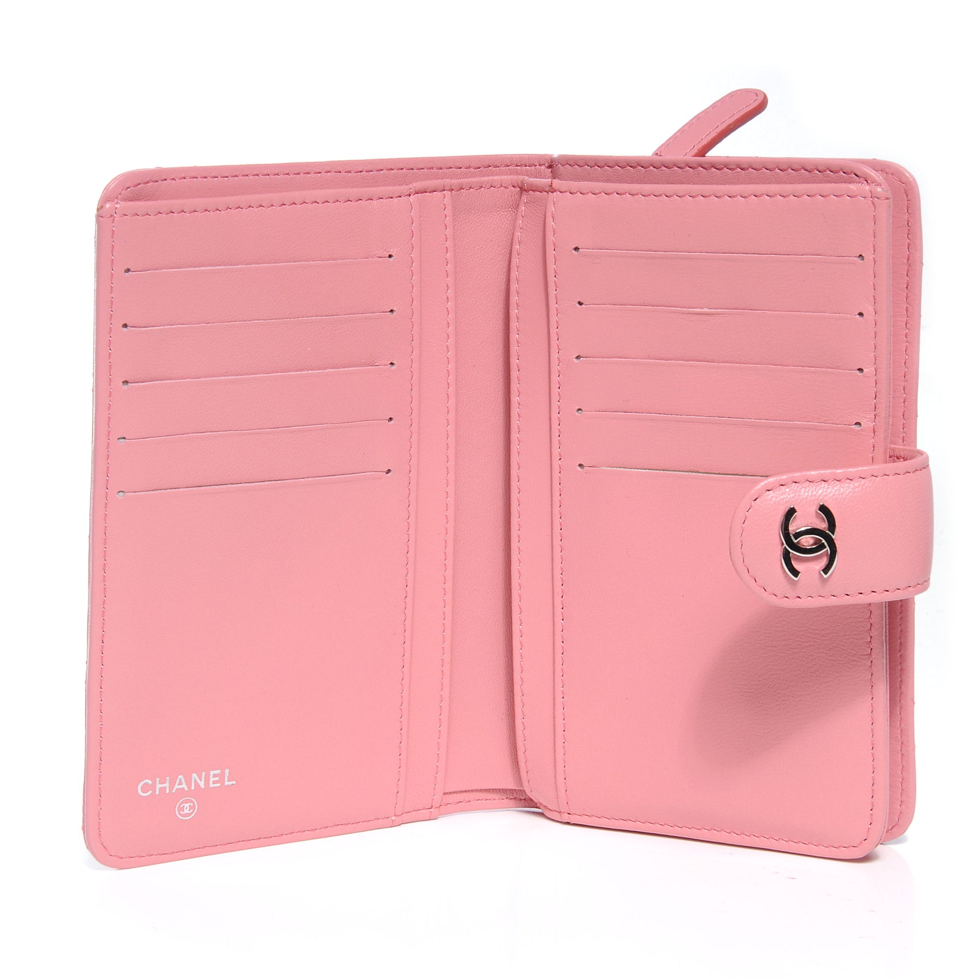 Chanel Lambskin Quilted Compact Zip Wallet Pink 6 of 9
