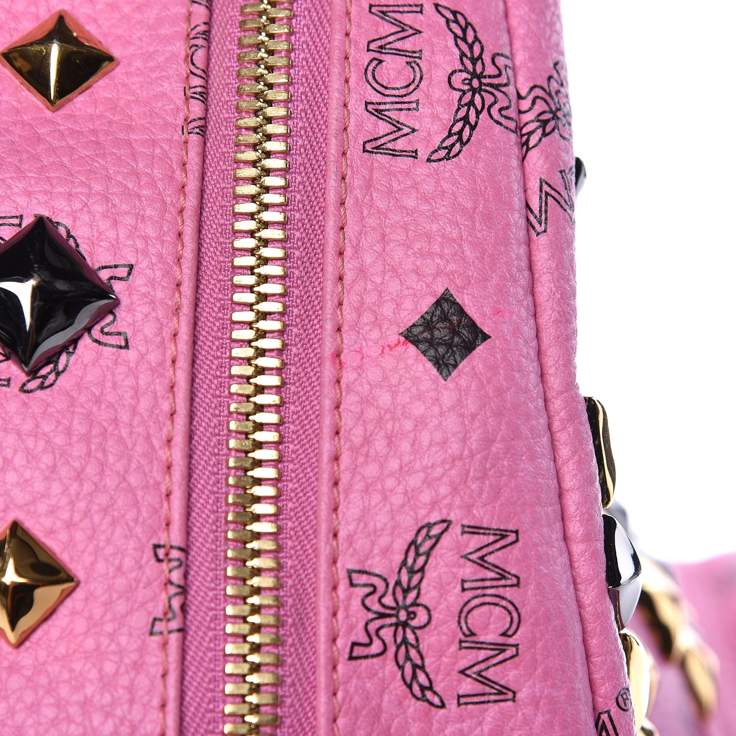 MCM Visetos Studded Medium Stark M Backpack Pink 9 of 13