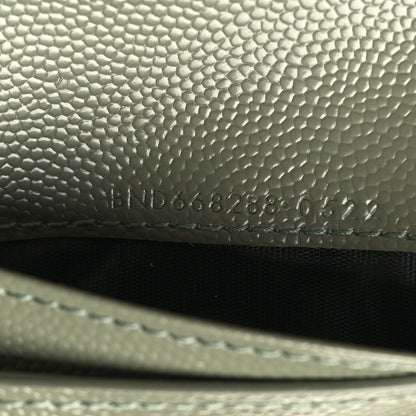 Saint Laurent Grain De Poudre Matelasse Chevron Monogram Compact Zip Around Wallet Vert Kaki 8 of 9