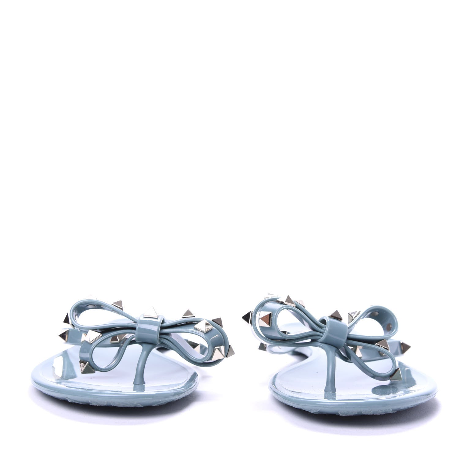 Valentino Garavani PVC Jelly Rockstud Bow Thong Sandals 37 Aqua 2 of 9