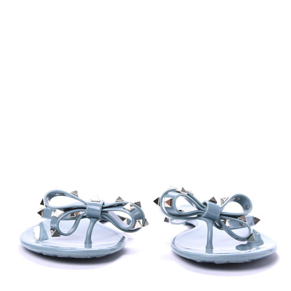 Valentino Garavani PVC Jelly Rockstud Bow Thong Sandals 37 Aqua 2 of 9