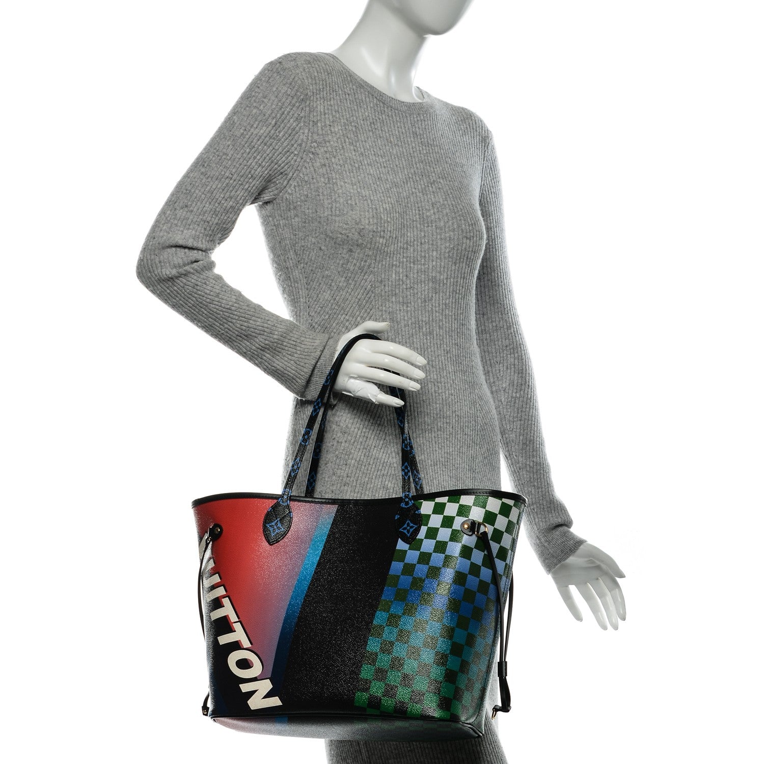 Louis Vuitton Damier Race Neverfull MM Noir Rouge 2 of 7