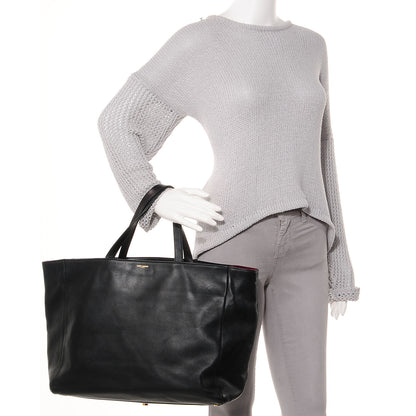 Saint Laurent Calfskin Suede Reversible Shopper Tote Noir Amarena 2 of 9