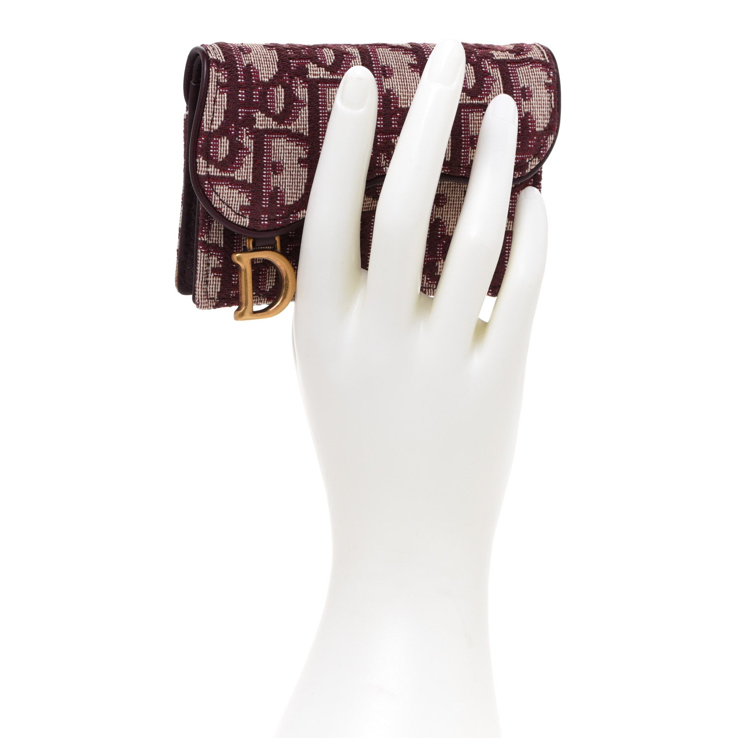 Christian Dior Oblique Saddle Card Holder Bordeaux 2 of 9