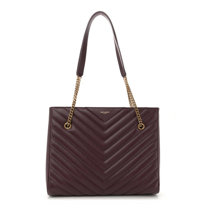 Saint Laurent Grain de Poudre Matelasse Chevron Medium Tribeca Shopping Bag Rouge Legion 1 of 11