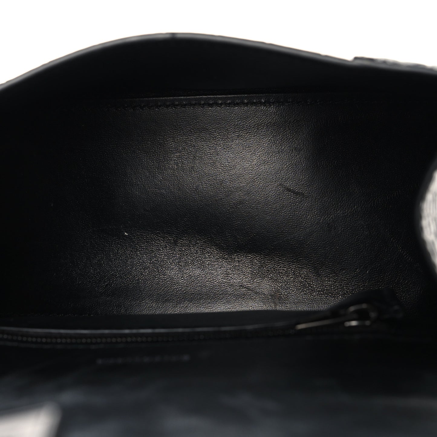 Shiny Calfskin Monochrome Crocodile Embossed Small Hourglass Top Handle Bag Black