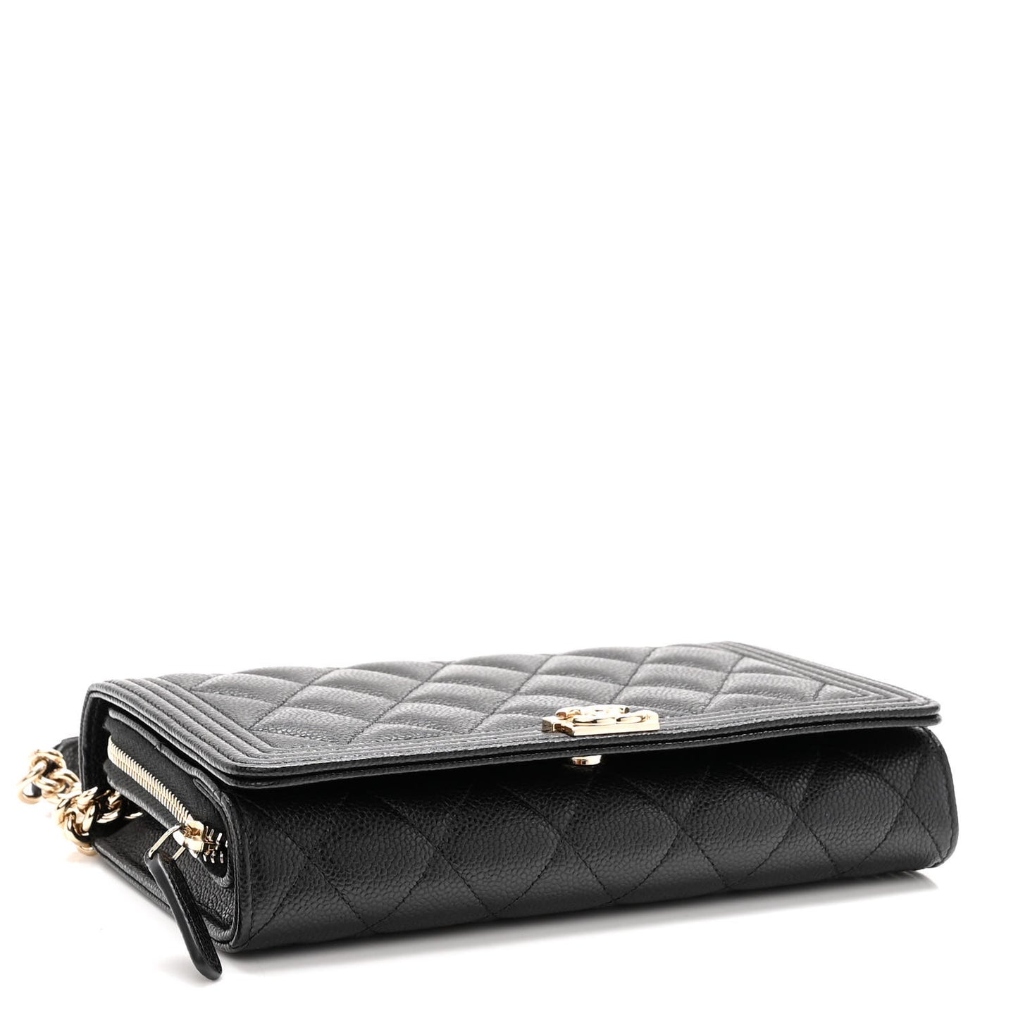 Caviar Quilted Boy Wallet On Chain WOC Black