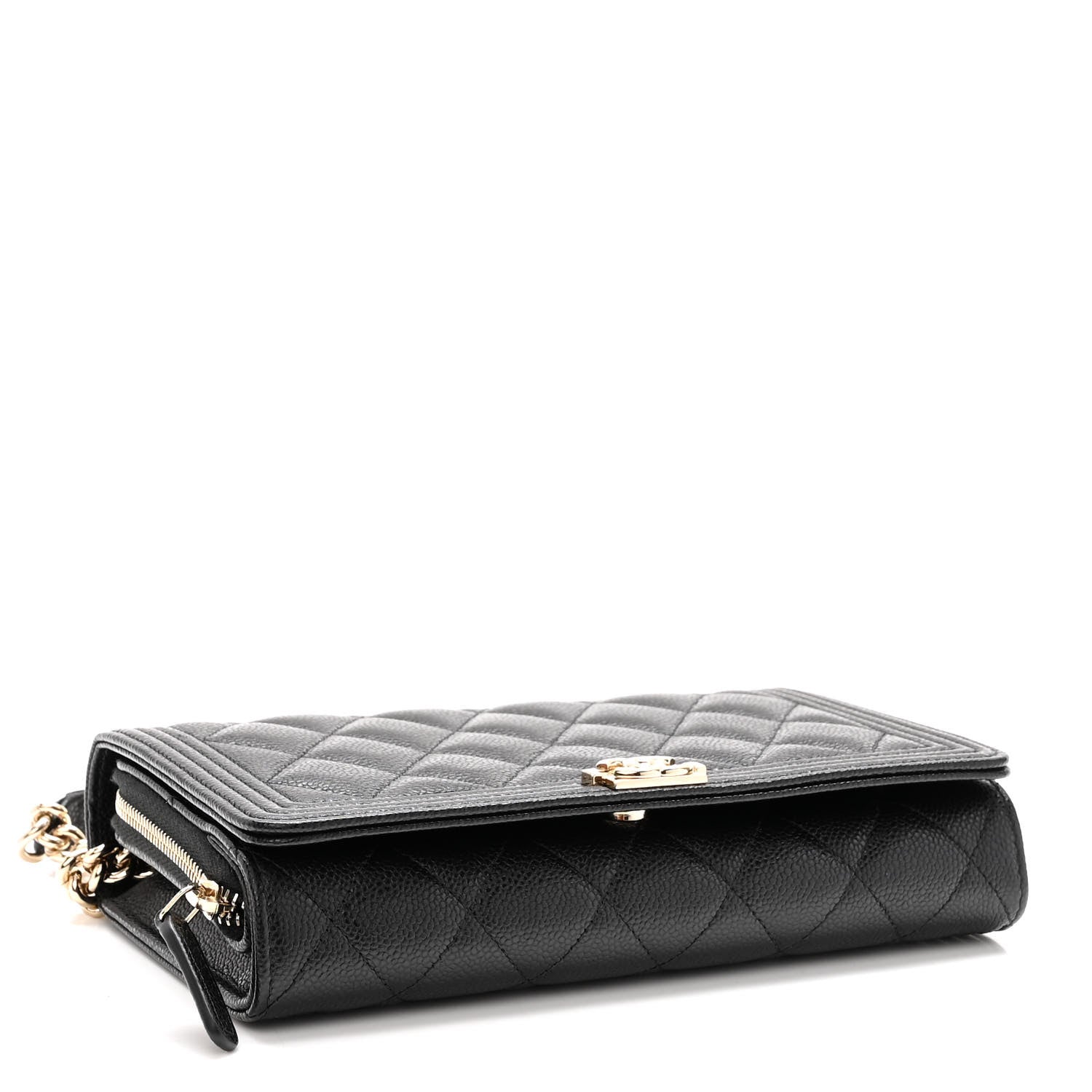 Chanel Caviar Quilted Boy Wallet On Chain WOC Black 4 of 13