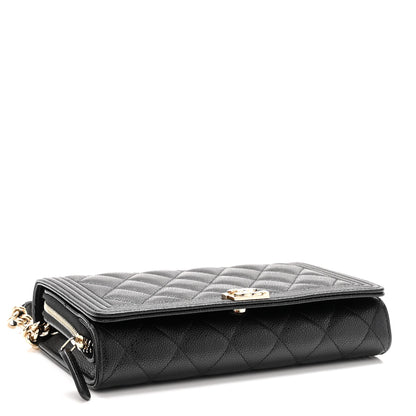 Chanel Caviar Quilted Boy Wallet On Chain WOC Black 4 of 13