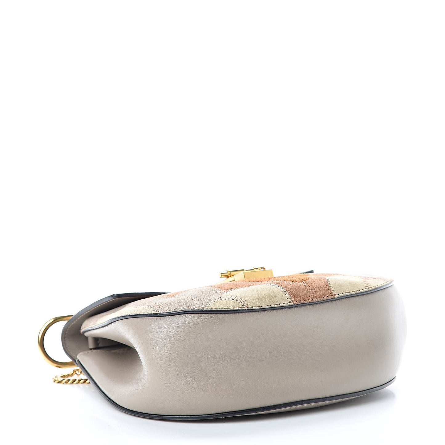 Suede Calfskin Patchwork Drew Shoulder Bag Motty Grey