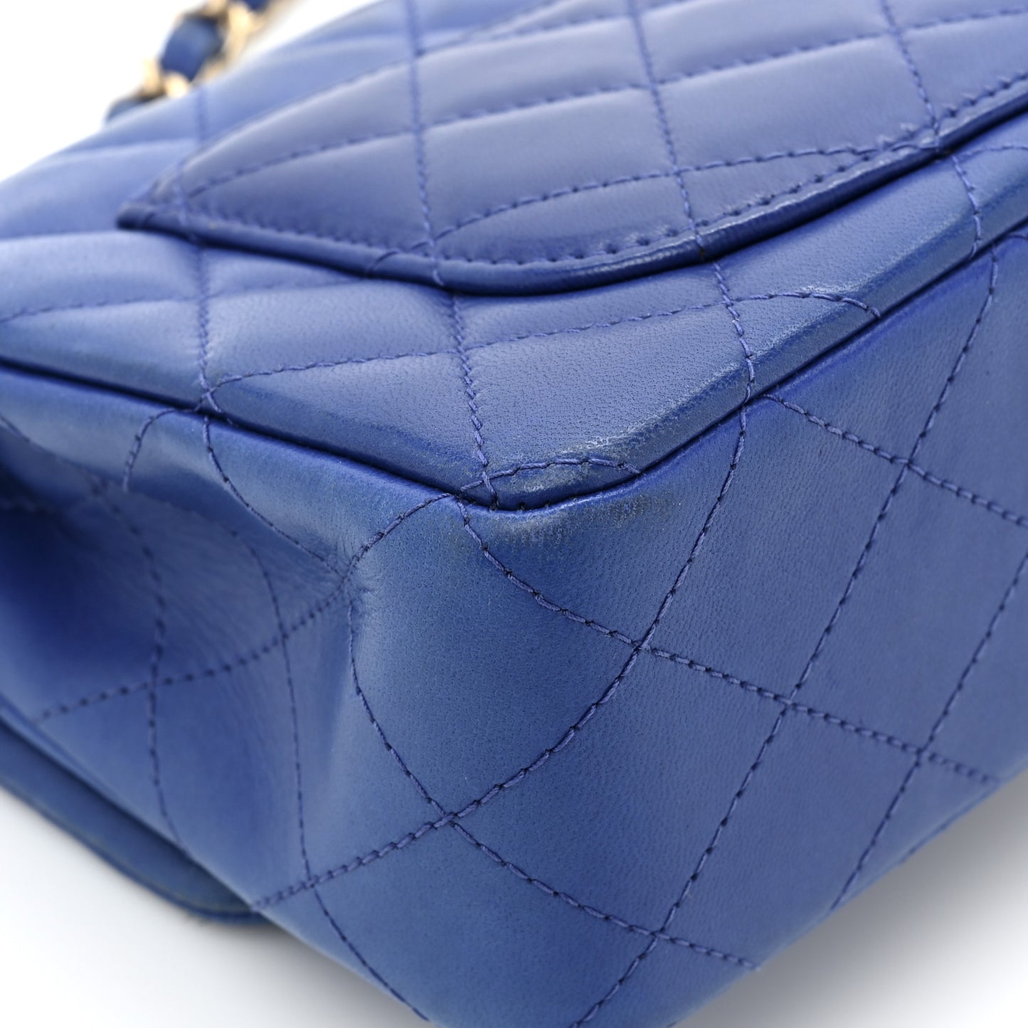 Lambskin Quilted Mini Rectangular Flap Blue