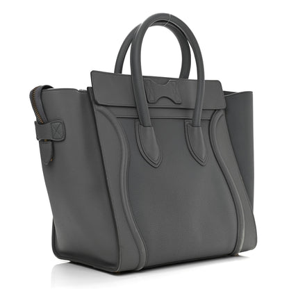 Celine Drummed Calfskin Mini Luggage Kohl 2 of 17