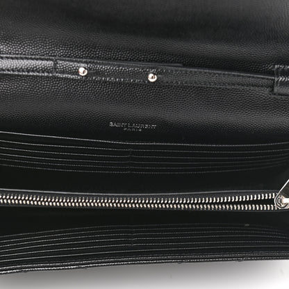 Saint Laurent Grain De Poudre Matelasse Chevron Monogram Chain Wallet Black 5 of 11