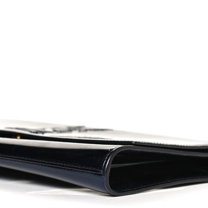 Saint Laurent Patent Monogram Large Belle De Jour Clutch Navy Blue 8 of 9