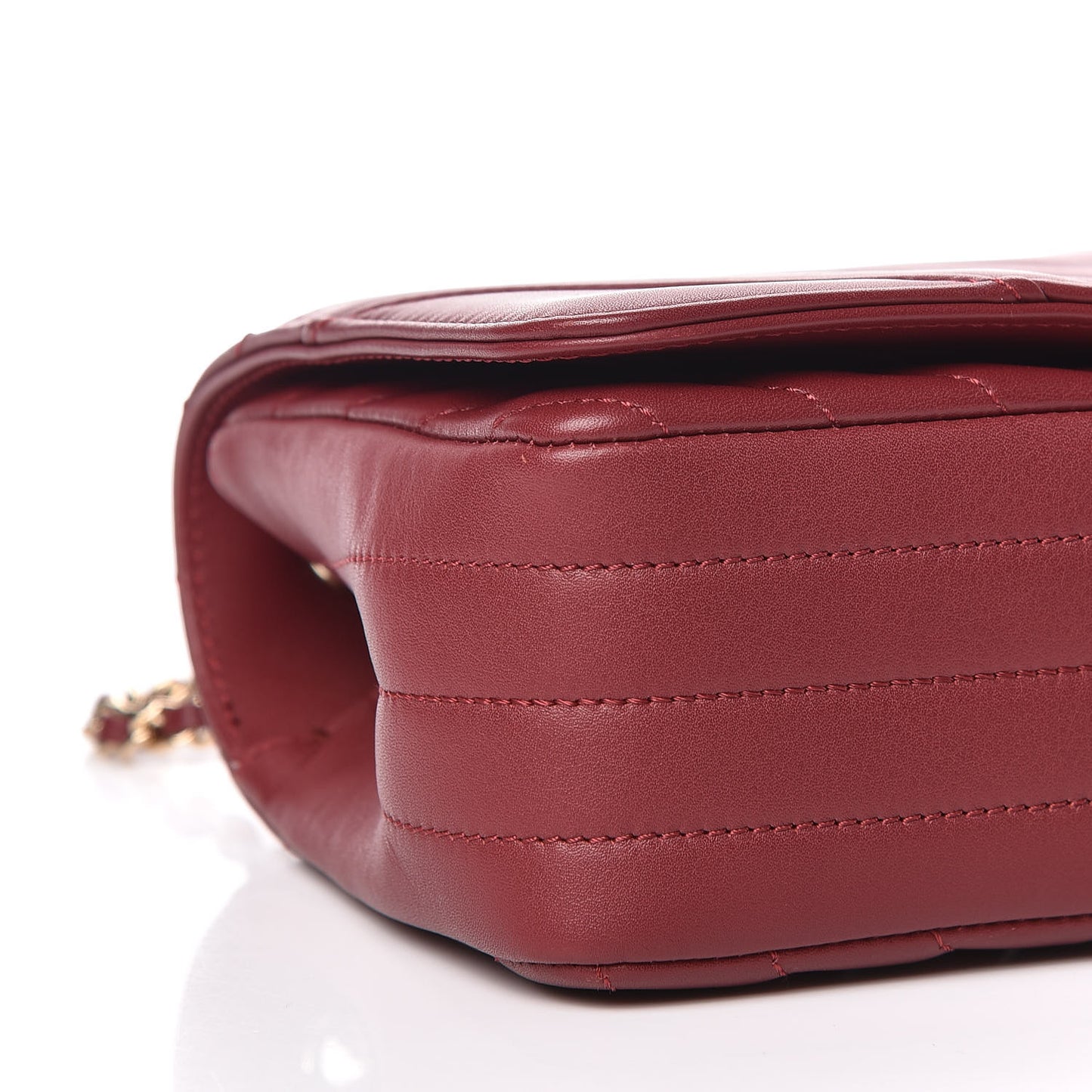 Calfskin Chevron Quilted Mini Statement Flap Burgundy