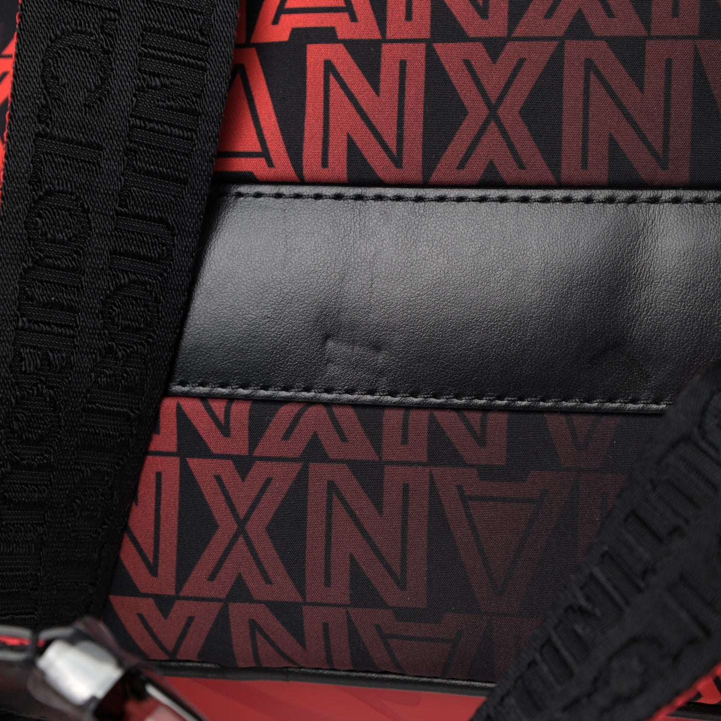 Nylon Calfskin Xtian Print Hop'n Zip Backpack Black