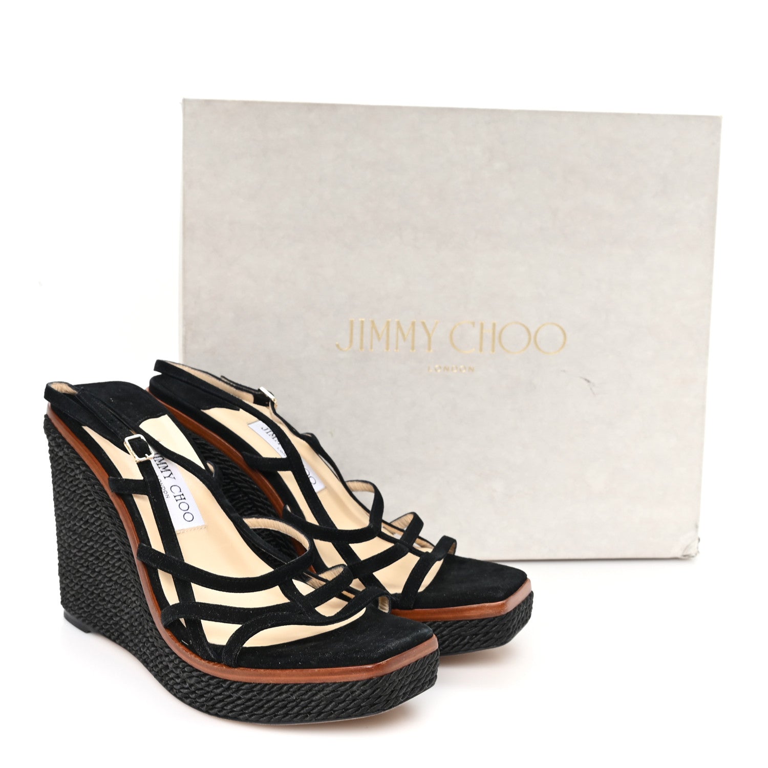 Jimmy Choo Suede Ariela 110 Wedge Sandals 41 Black 9 of 9