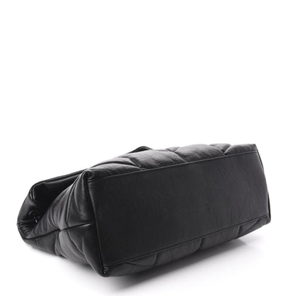 Saint Laurent Lambskin Quilted Medium Loulou Puffer Monogram Chain Satchel Black 4 of 11