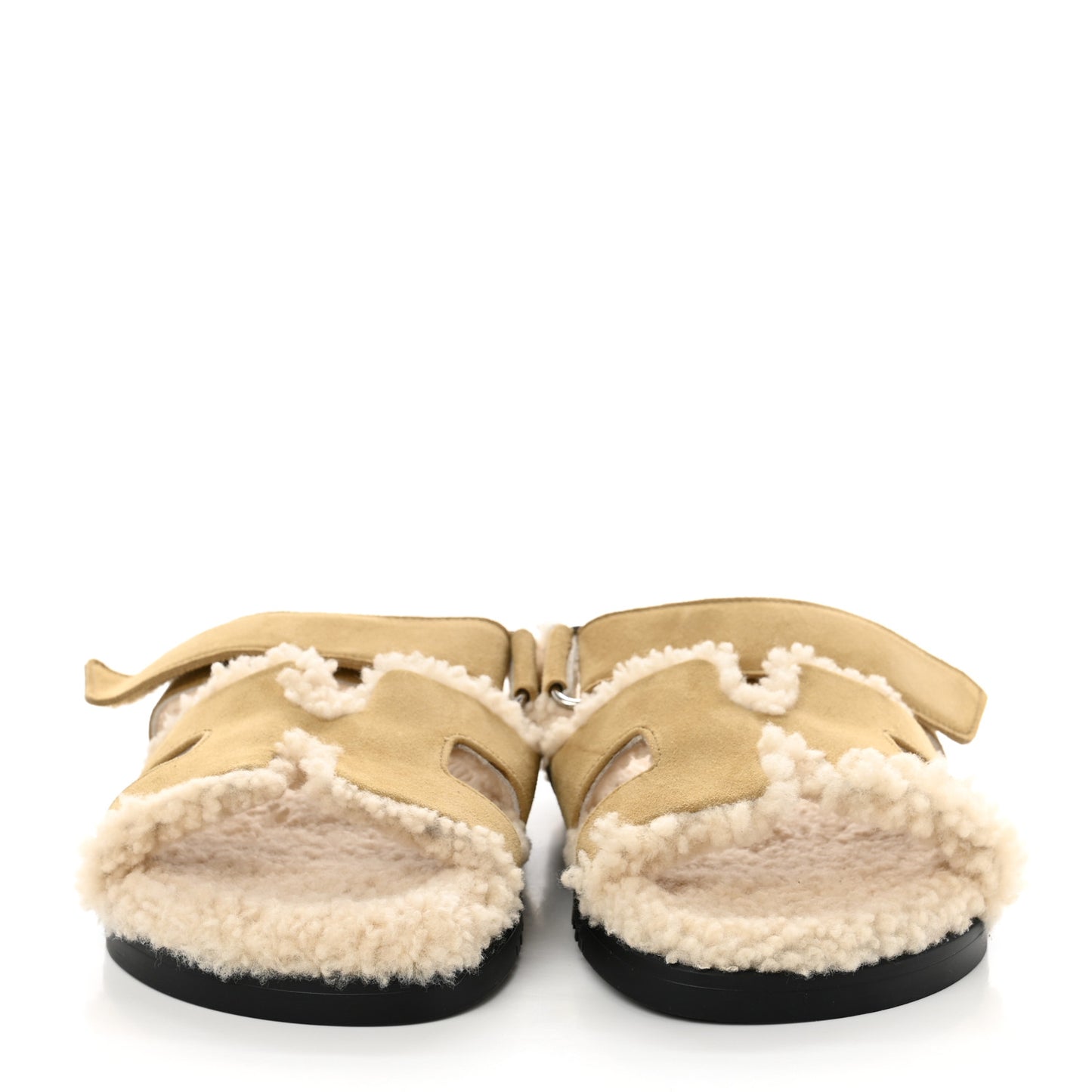 Suede Goatskin Woolskin Womens Chypre Sandals 36 Beige Albatre Ecru