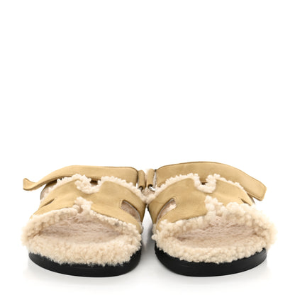 Hermes Suede Goatskin Woolskin Womens Chypre Sandals 36 Beige Albatre Ecru 2 of 10