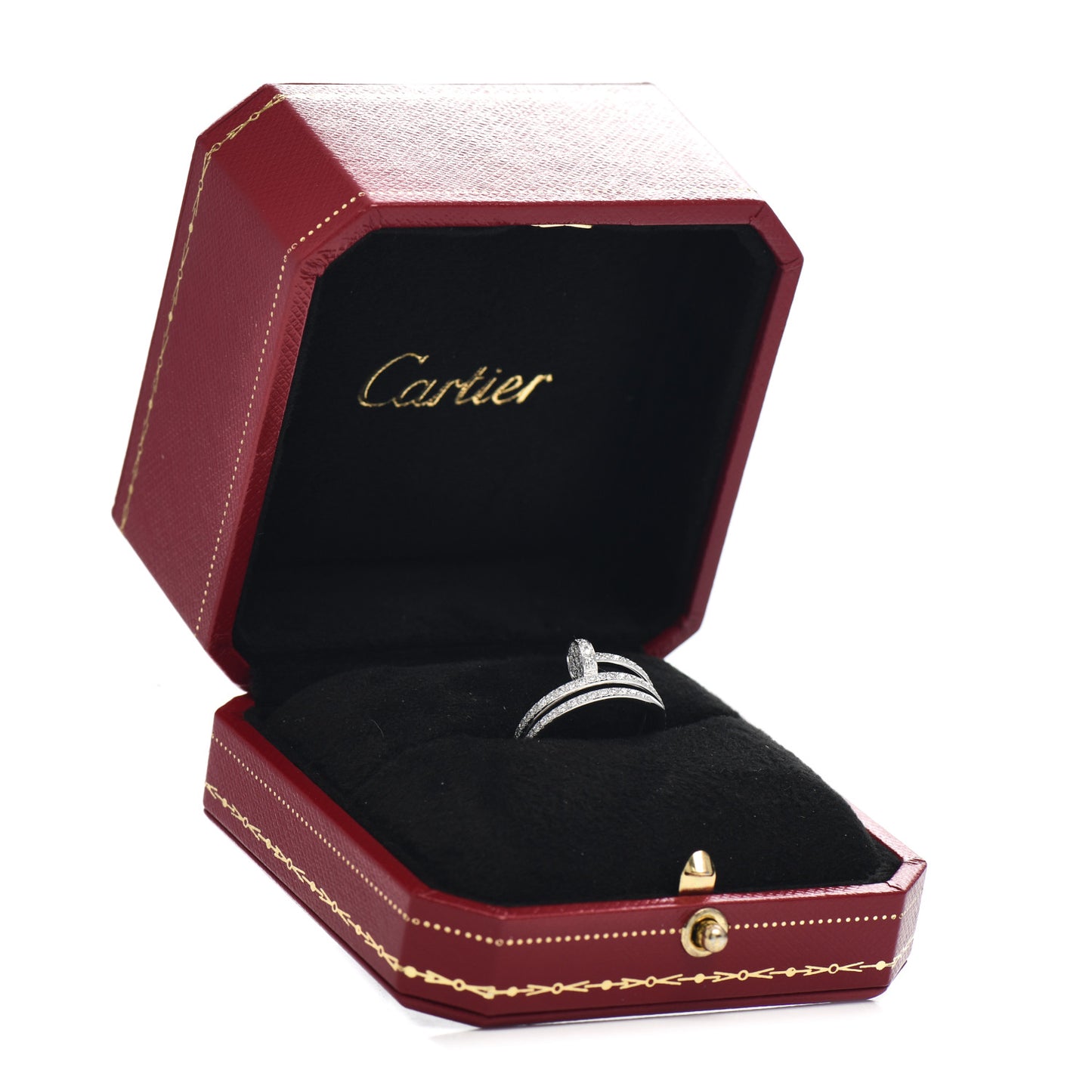 18K White Gold Diamond Double Juste Un Clou Paved Ring 53 6.25