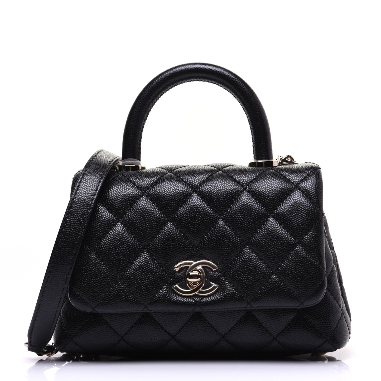 Caviar Quilted Extra Mini Coco Handle Flap Black