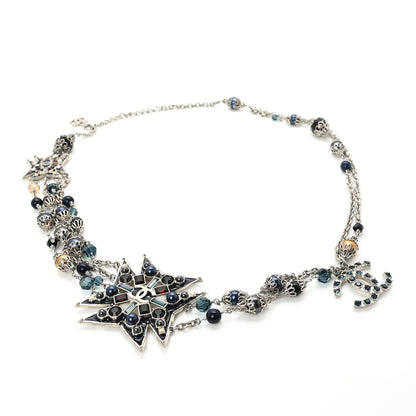Chanel Pearl Crystal Beaded CC Multi Strand Belt Silver Black 1 of 6