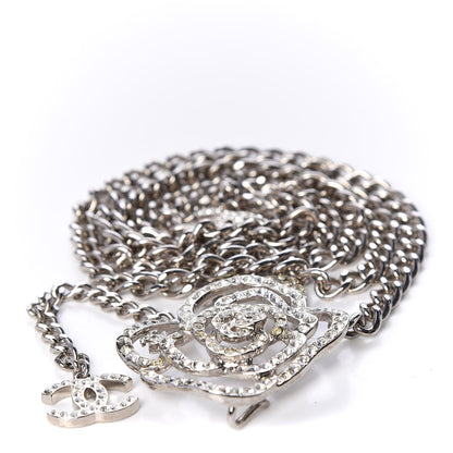 Chanel Crystal CC Camellia Chain Belt Silver 1 of 5