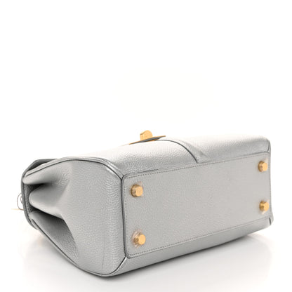 Celine Laminated Grained Calfskin 16 Top Handle Bag Silver 4 of 10
