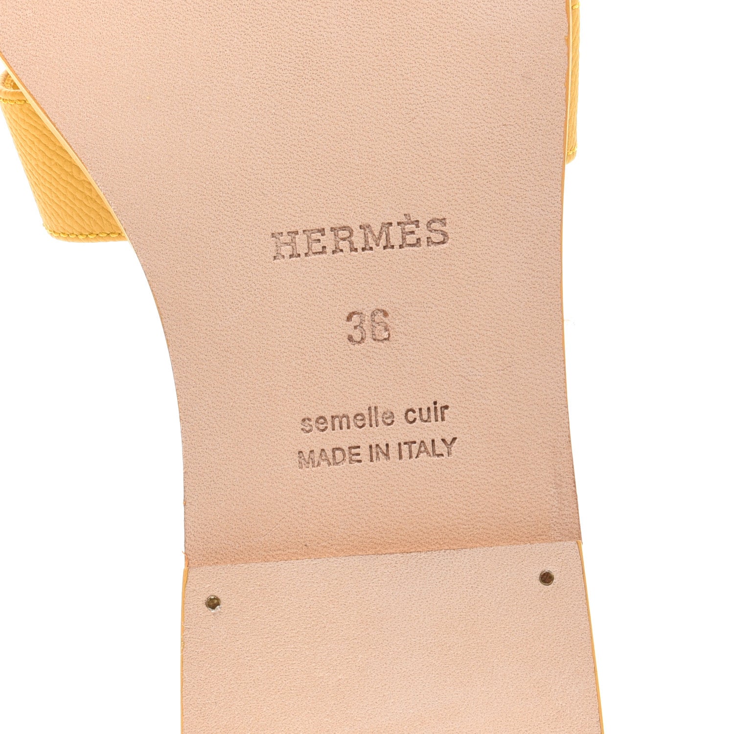 Hermes Epsom Oran Sandals 36 Jaune Sable 6 of 9