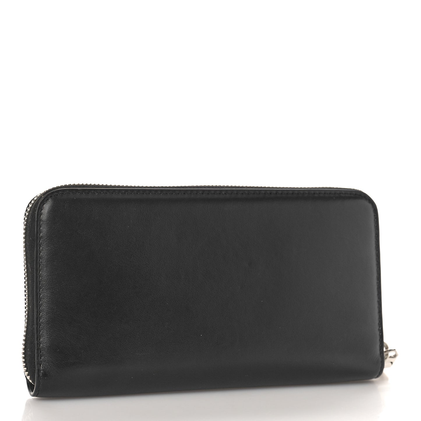 Calfskin Logo Zip Around Wallet Black