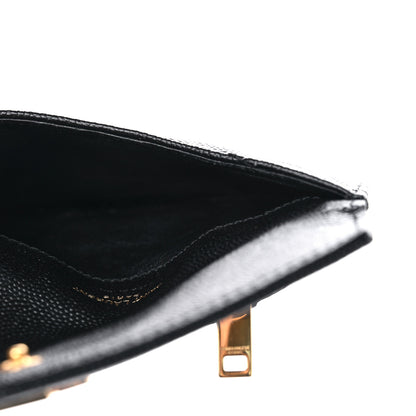 Saint Laurent Grain De Poudre Matelasse Chevron Monogram Compact Wallet Black 6 of 7