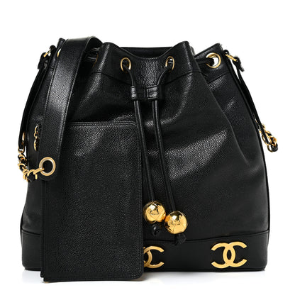 Chanel Caviar CC Drawstring Shoulder Bag Black 1 of 12