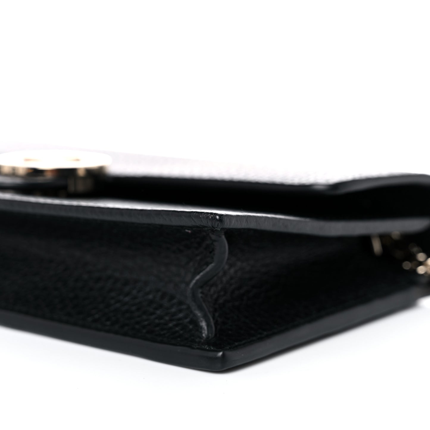 Dollar Calfskin Interlocking G Chain Wallet Black