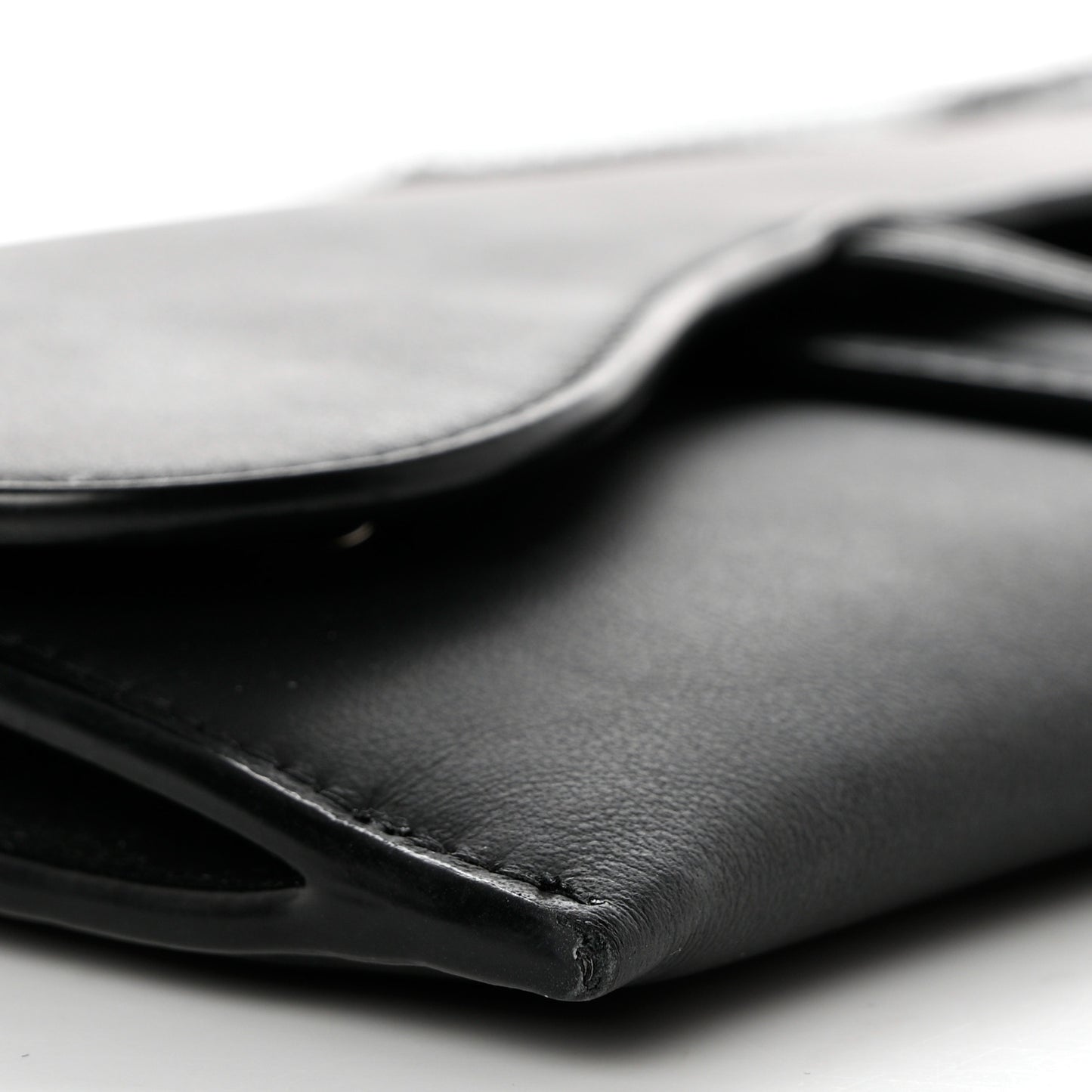 Ultra Matte Calfskin Saddle Chain Wallet Pouch Black