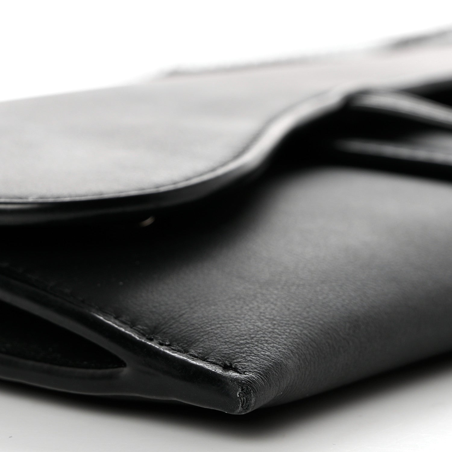 Christian Dior Ultra Matte Calfskin Saddle Chain Wallet Pouch Black 11 of 12