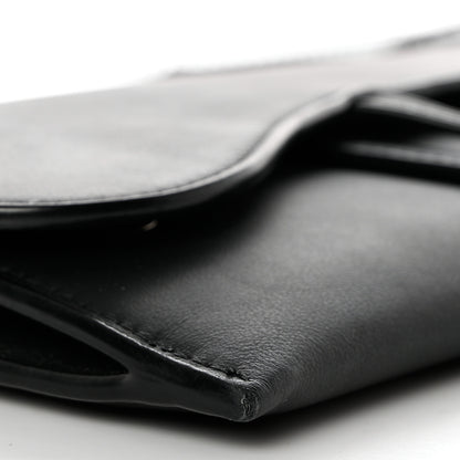 Christian Dior Ultra Matte Calfskin Saddle Chain Wallet Pouch Black 11 of 12
