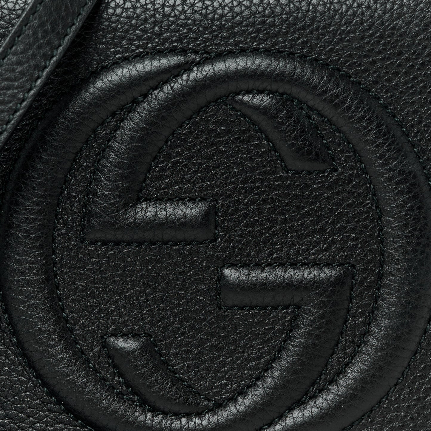 Pebbled Calfskin Small Soho Disco Bag Black