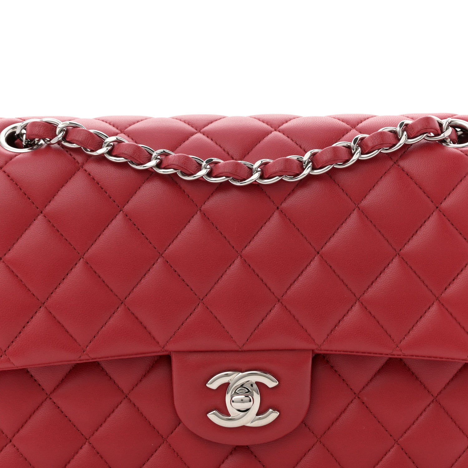 Chanel Lambskin Quilted Medium Double Flap Red 8 of 11
