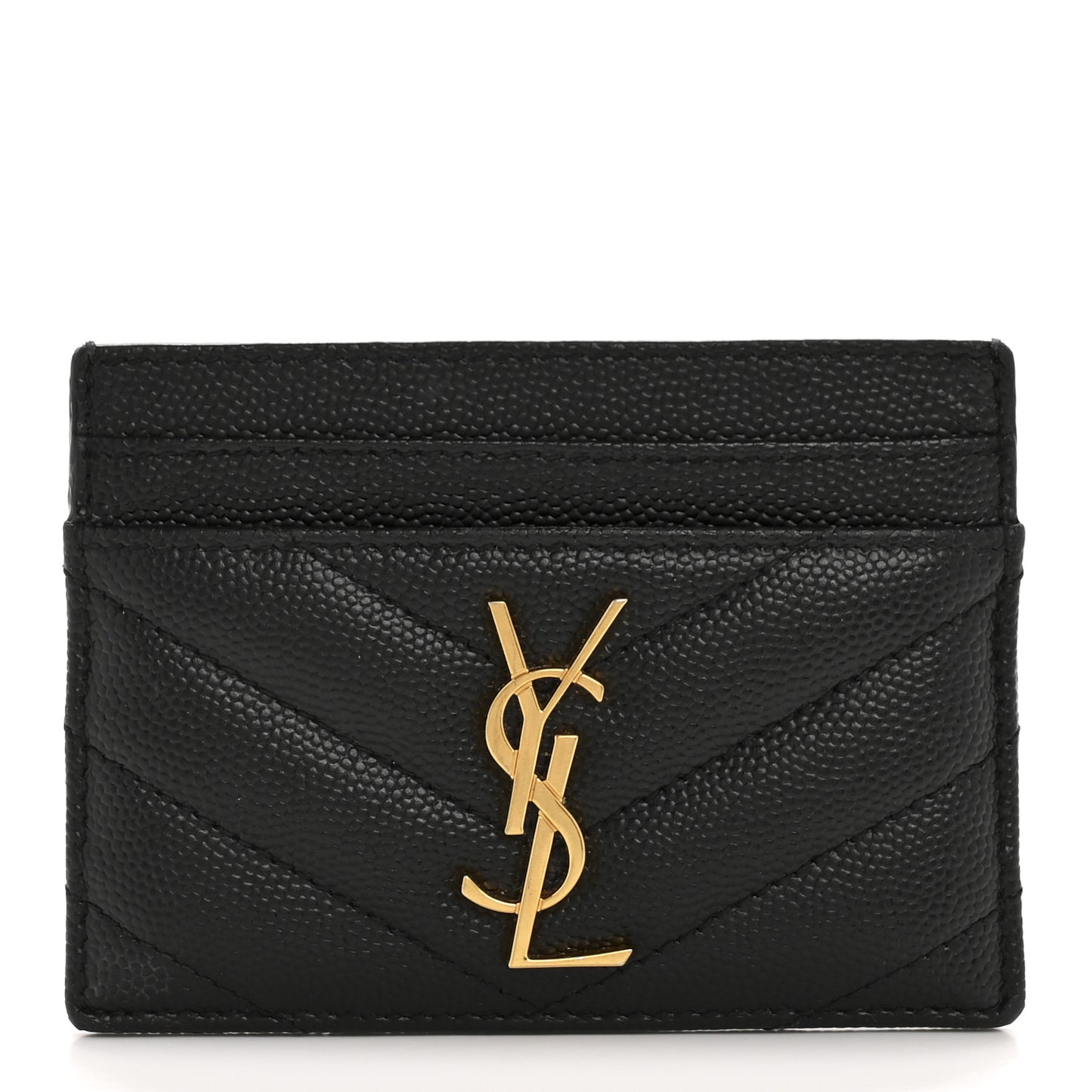 Grain De Poudre Matelasse Chevron Monogram Credit Card Case Black