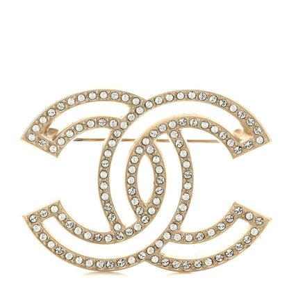 Chanel Crystal CC Brooch Light Gold 1 of 5