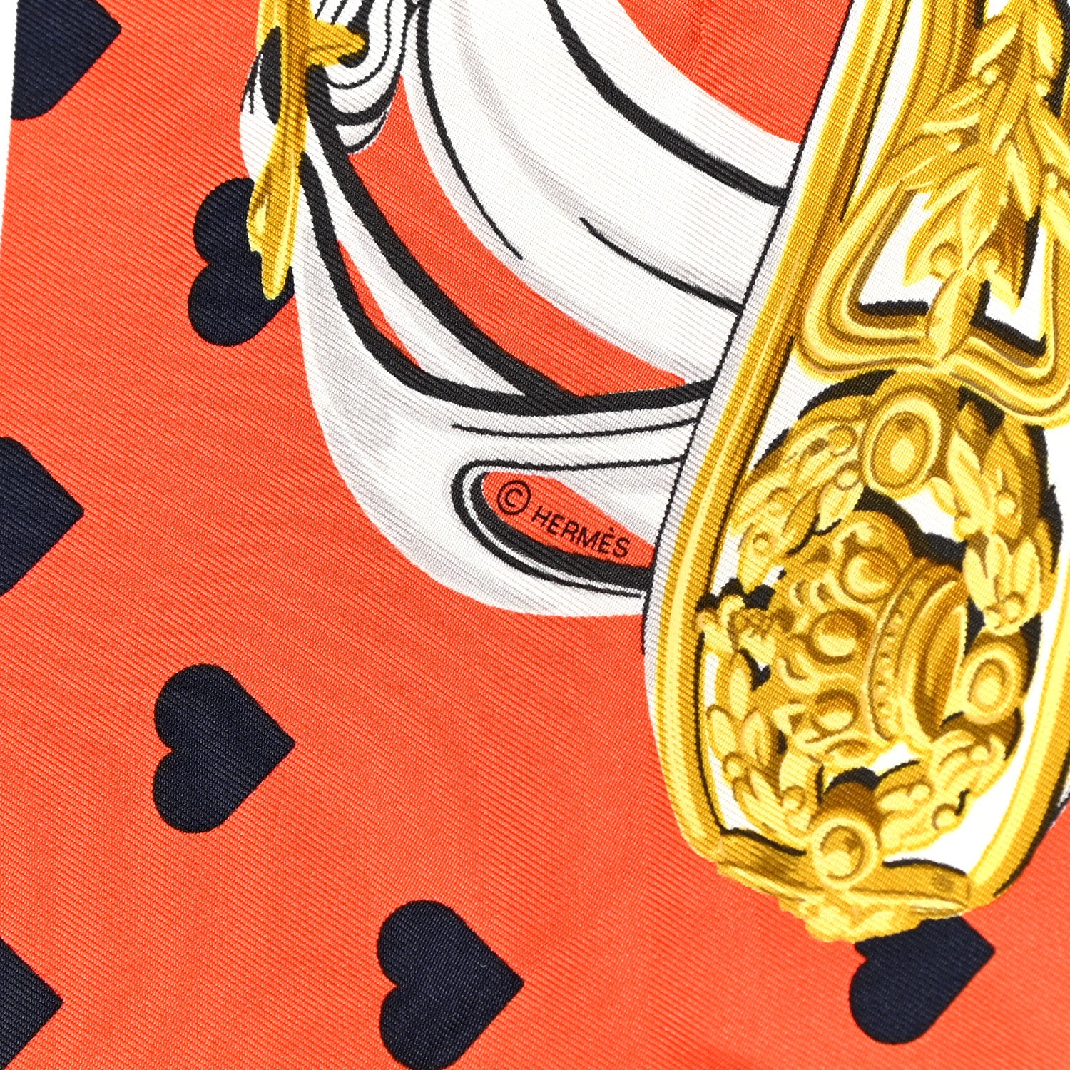 Hermes Silk Brides De Gala Love Scarf 90 Orange Marine White 3 of 4