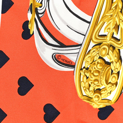 Hermes Silk Brides De Gala Love Scarf 90 Orange Marine White 3 of 4
