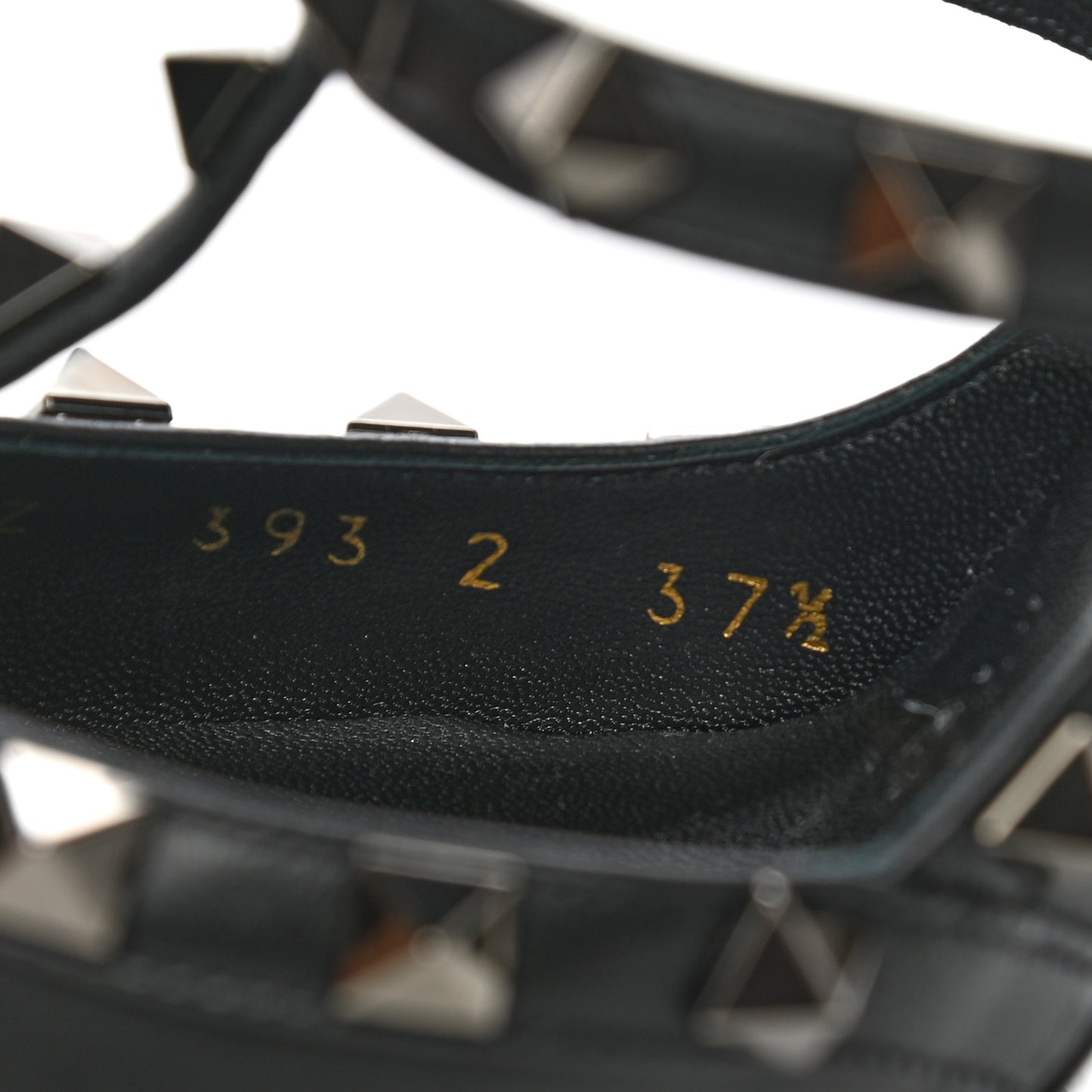 Calfskin Nappa Rockstud Ankle Strap 100mm Pumps 37.5 Black