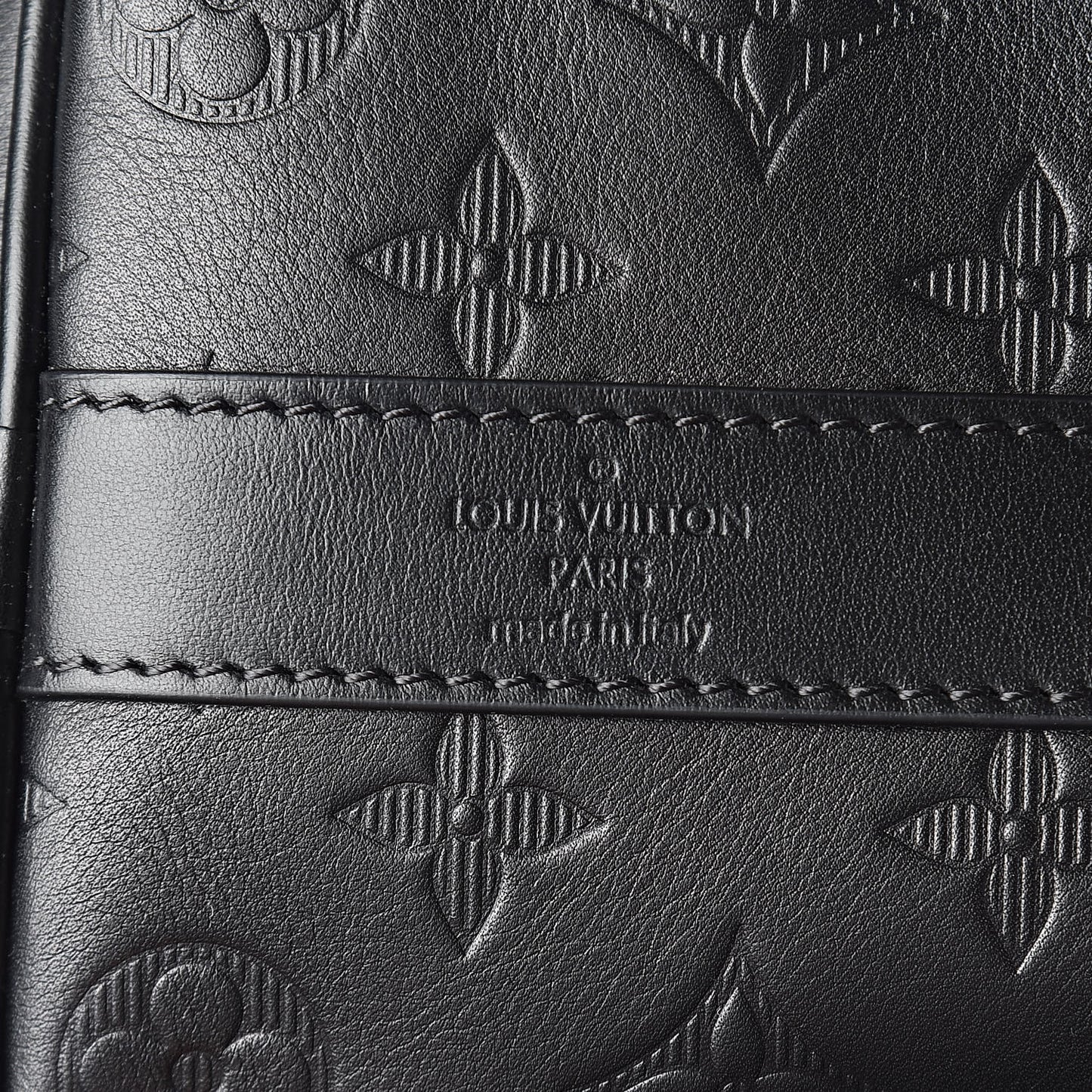 Calfskin Shadow Monogram Keepall Bandouliere 50 Black